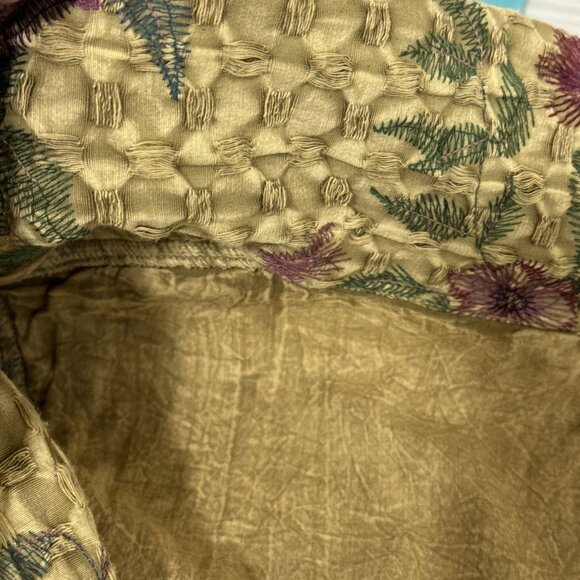 Soft Surroundings Women's Plus 2X Embroidered Single Toggle Jacket Gold Floral - Picture 11 of 14